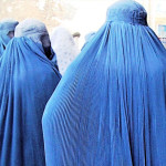 Three Women in Burqas in Kabul, Afghanistan, March 2006 