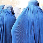 Three Women in Burqas in Kabul, Afghanistan