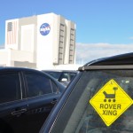Rover Xing Sign and VAB, MSL NASATweetup, Kennedy Space Center, Fla., Nov. 25, 2011