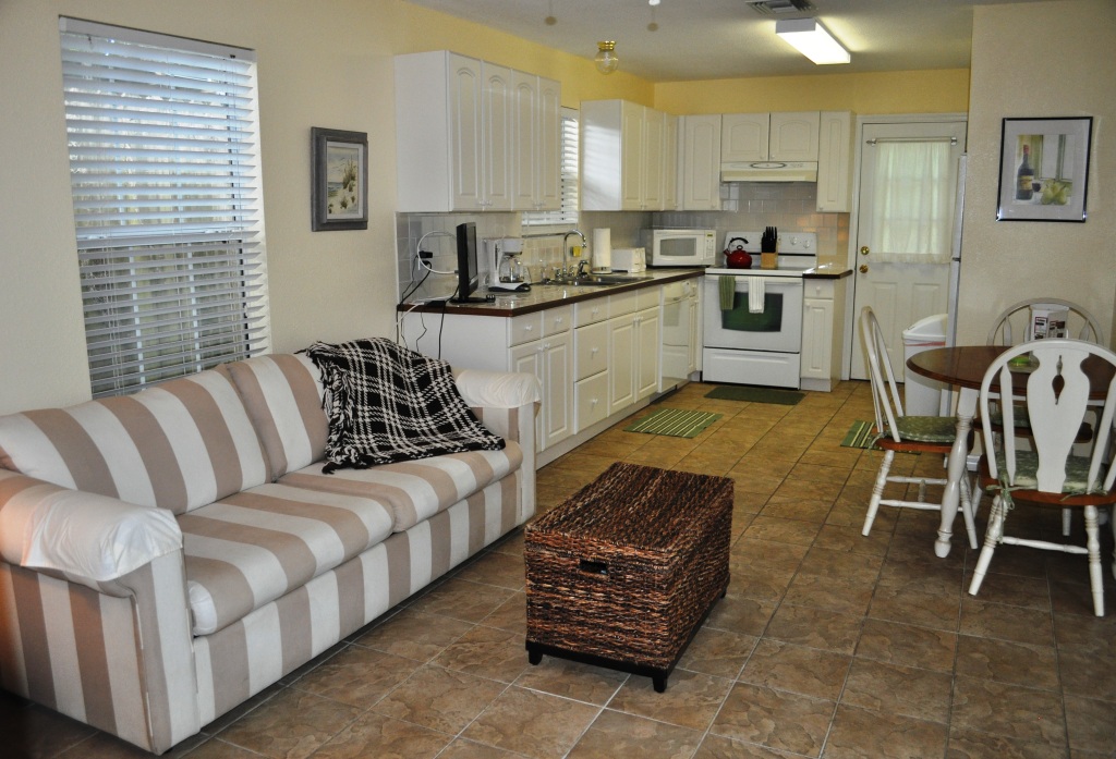 Kitchen and Living Area of Oasis Cottage, Mount Dora, Fla. Kitchen and Living Area of Oasis Cottage, Mount Dora, Fla.